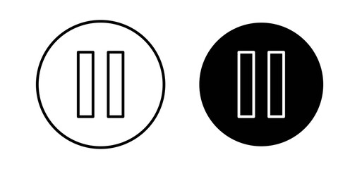 Pause button icons in black filled and outlined style