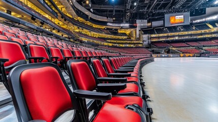 Fototapeta premium Empty stadium seats, a silent testament to the absence of fans, symbolizing the void left by the lack of human connection and shared experiences in the face of challenges
