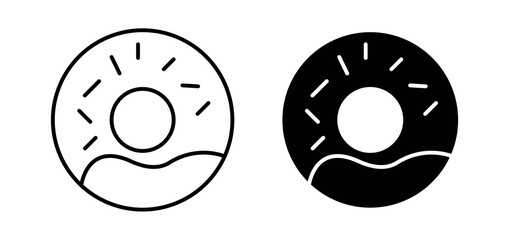 Donut icons in black filled and outlined style
