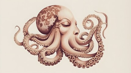Obraz premium Incredible Commotion of an Octopus, Angry octopus illustration wallpaper
