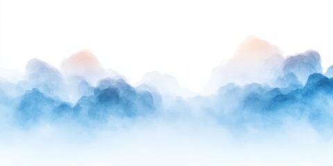 Fototapeta premium Serene landscape featuring soft blue clouds and a gradient light effect.