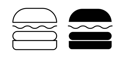 Burger icons in black filled and outlined style