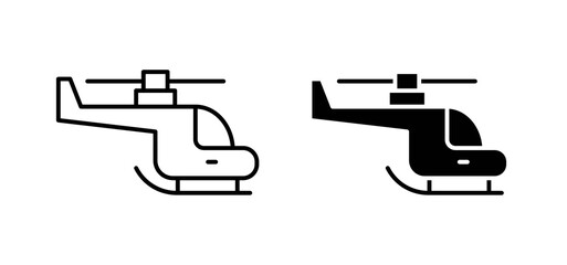 Helicopter icons in black filled and outlined style