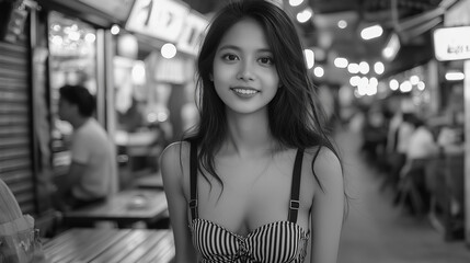 Fototapeta premium 美しい日本人女性のモノクロ写真