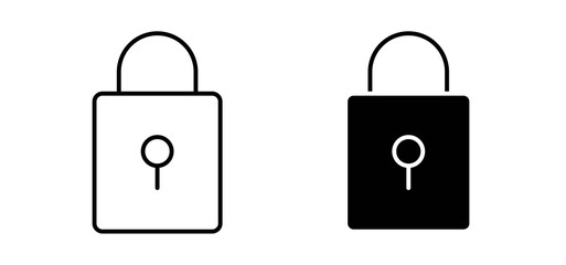 Lock closed icons in black filled and outlined style