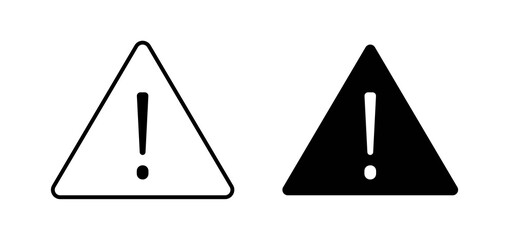 attention sign icons in black filled and outlined style