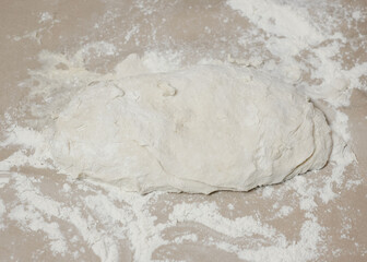 Kneaded dough resting on surface