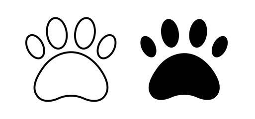 Paw icons in black filled and outlined style
