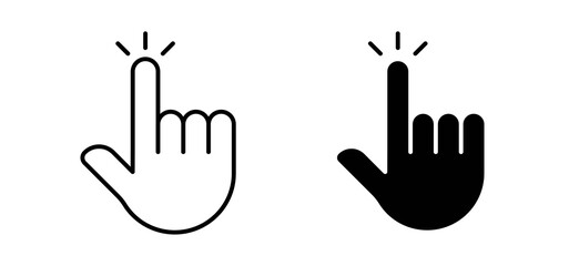 Hand click icons in black filled and outlined style