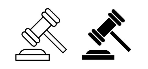 Gavel icons in black filled and outlined style