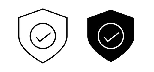 Shield check mark icons in black filled and outlined style
