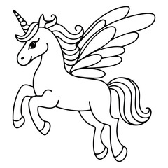 Cute Unicorn line art  vector on white background  for coloring page. unicorn illustration for kids.