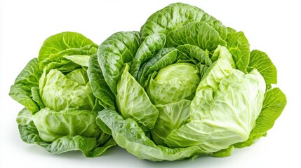 Fototapeta premium Green butterhead lettuce cabbage isolated on white background