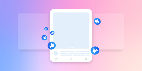 Social media mock up collection. Colorful social media interface.