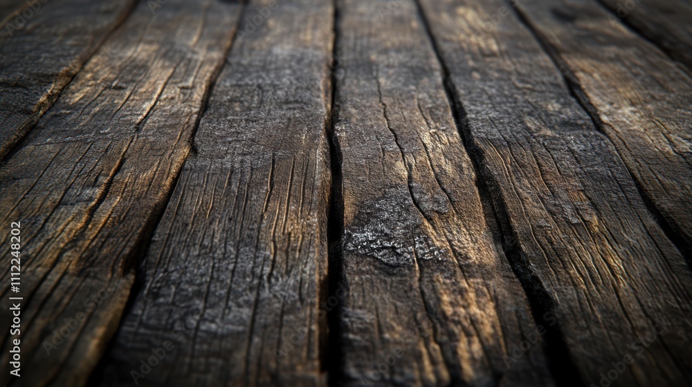 Poster detailed close-up of rustic wooden surface with textured grain patterns in natural brown tones and v