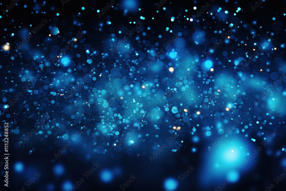 Sticker outstanding blue background with particle glow
