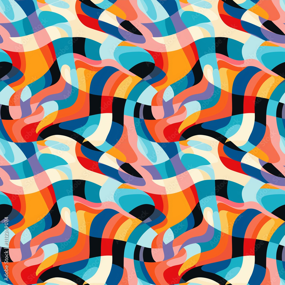 Poster vibrant seamless pattern art featuring flowing shapes and dynamic colors creating an energetic abstr