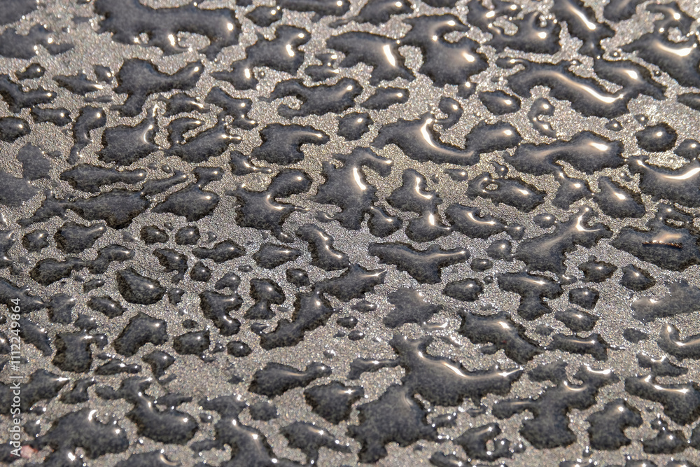 Poster abstract shapes, patterns and textures of water droplets on the floor.copy space for graphic design.