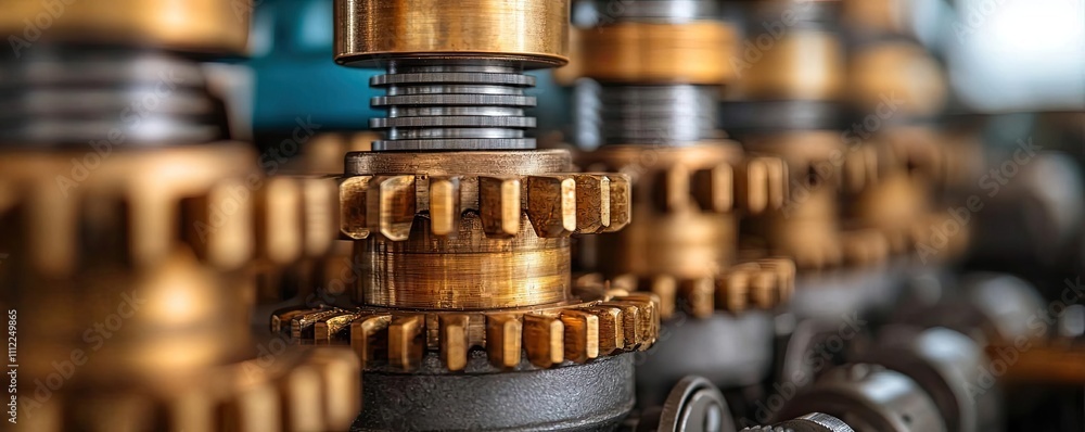Poster close-up of industrial gears with intricate details on an isolated background.