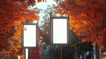 Mockup of customizable banners on lamp post