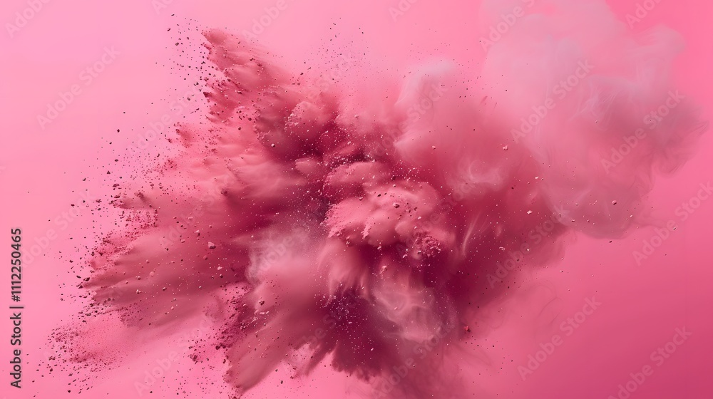 Poster a vibrant explosion of pink powder creating a dynamic and artistic visual effect.
