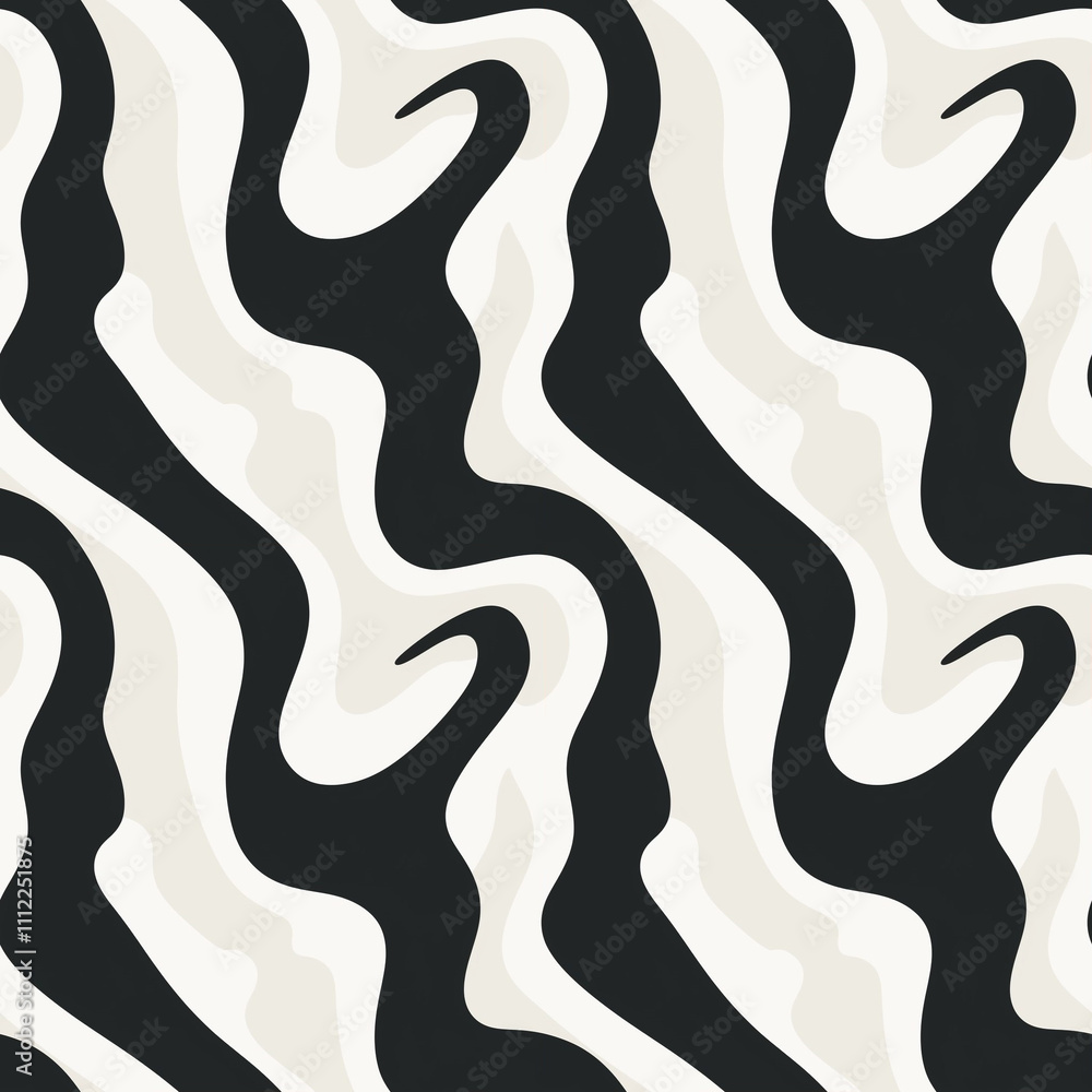 Poster flowing waves of monochrome create a captivating seamless pattern for modern design inspiration in h