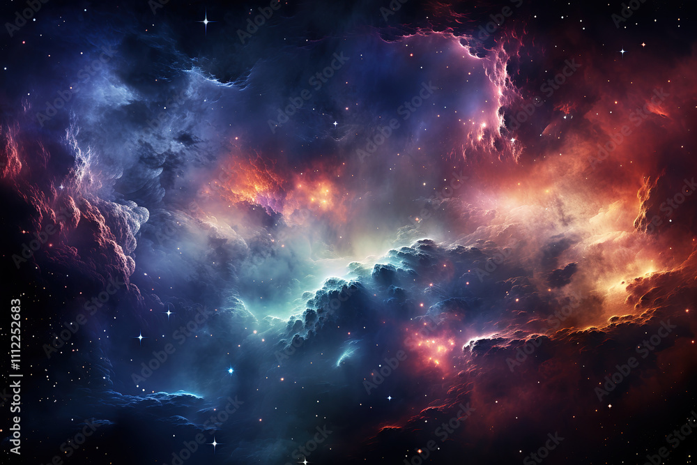 Sticker outstanding star field and nebula in outer space