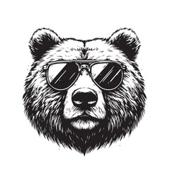 Bear head vector silhouette. Bear head logo, icon black and white.