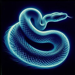 Luminogram Photogram An image of a snake with its outline glowin
