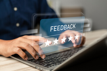 Online application customer review and satisfaction feedback concept, Clients rating service...