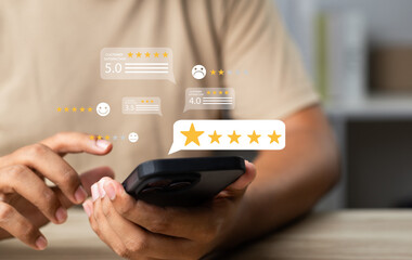 Online customer satisfaction Survey service concept, client rate service from experience in...