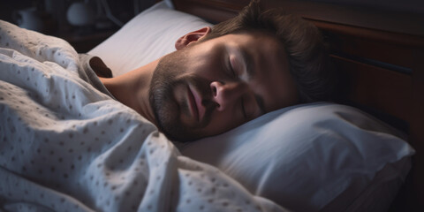calmly sleeping man in his bed Generative AI