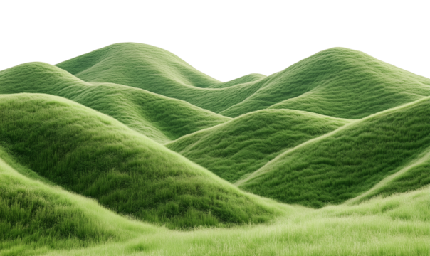 Green Hills Landscape Isolated on Transparent Background PNG
