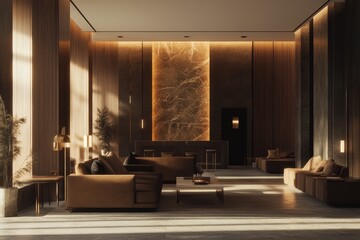 Award-winning interior and landscape design captured in stunning 3D realistic rendering, showcasing elegant details, innovative style, and artistic harmony