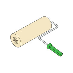 kids drawing paint roller cartoon isolated