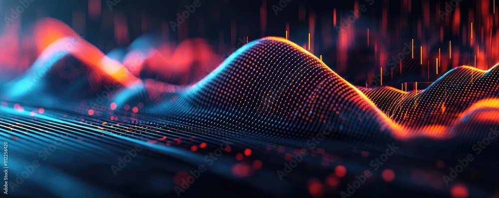 Aufkleber Abstract digital waveforms in vibrant colors representing data visualization.