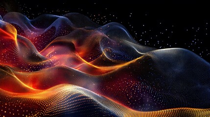Fototapeta premium Abstract Digital Waveform With Glowing Particles