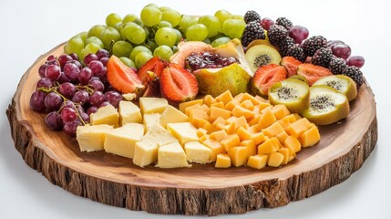 Plate with cheese and fruits