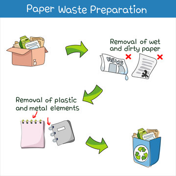 Vector Infographic Illustration of Paper Waste Preparation. Image hand drawing.