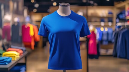 Blue T-shirt on a Mannequin in a Clothing Store