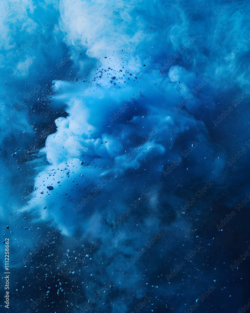 Aufkleber abstract blue smoke or cloud formation with particles creating a dynamic visual effect.