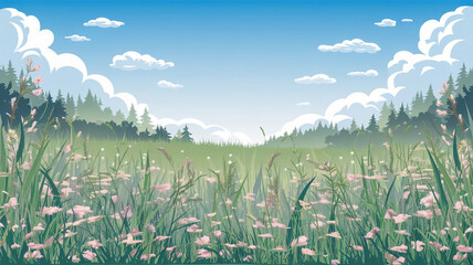 Obraz premium Beautiful meadow landscape background scene 