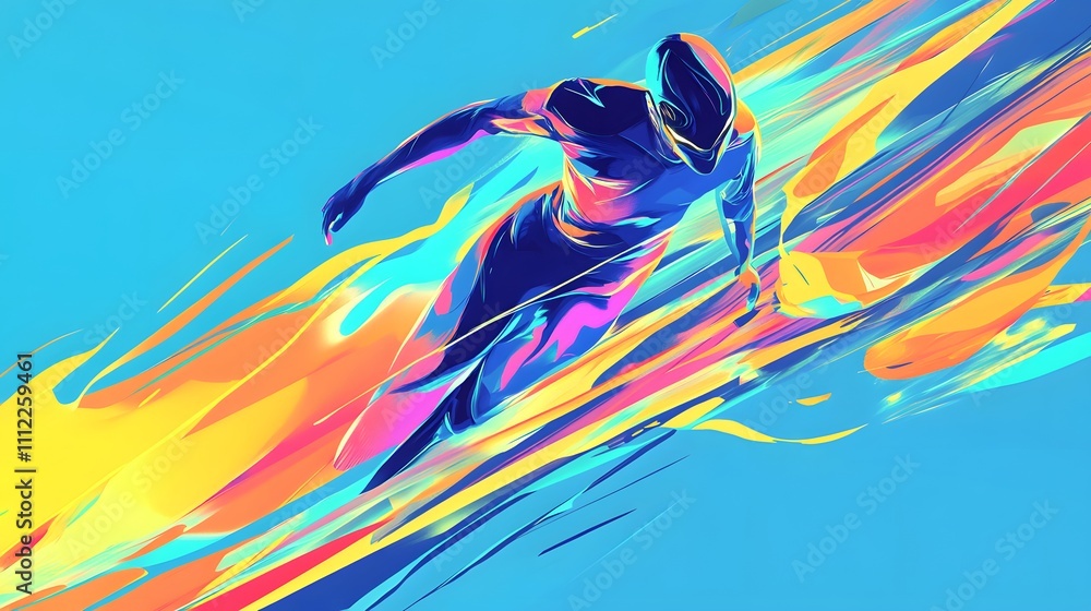 Poster abstract colorful figure dynamically moving through space