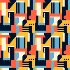 Vibrant seamless pattern art showcasing geometric shapes and bold colors that invite creativity and inspiration in contemporary design