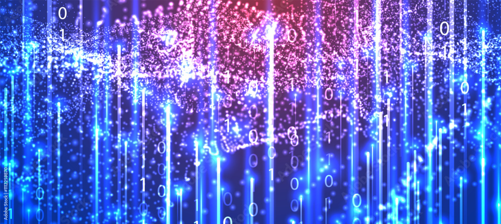 Poster Big Data futuristic, technology light design. Vector datum digital background. Illustration innovation of data system. Hand drawn illustration.