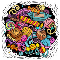 Sweet Candies cartoon vector doodle illustration