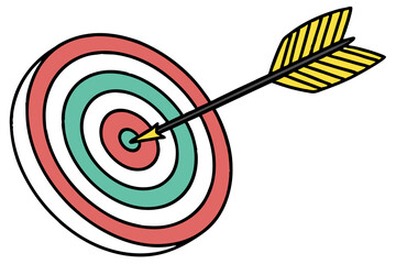 target goal with dart archery illustration isolated on transparent png background