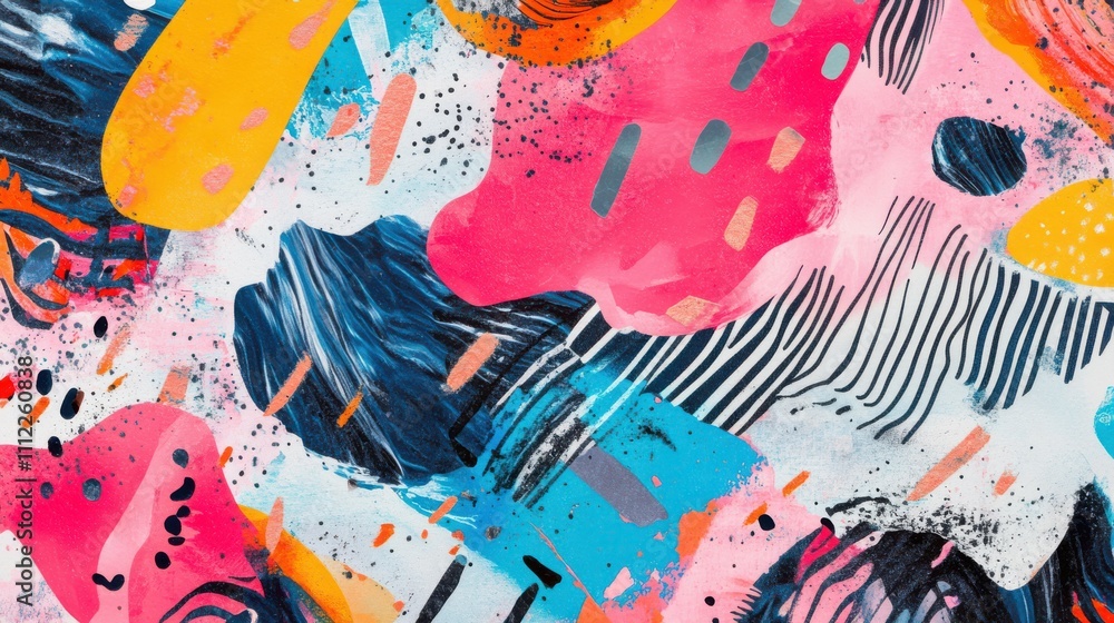 Poster seamless pattern with abstract pattern. mixed media and collage