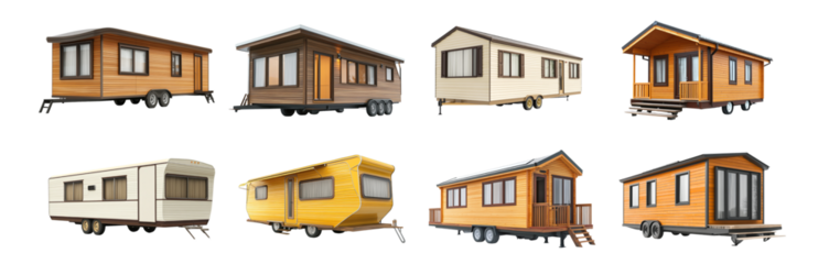 Pack PNG of a mobile home isolated set against a transparent background