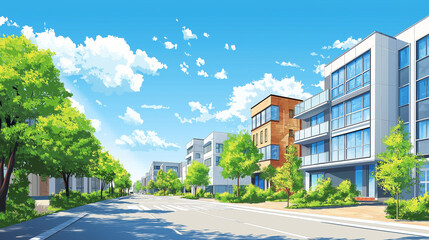 街中のイラスト背景素材